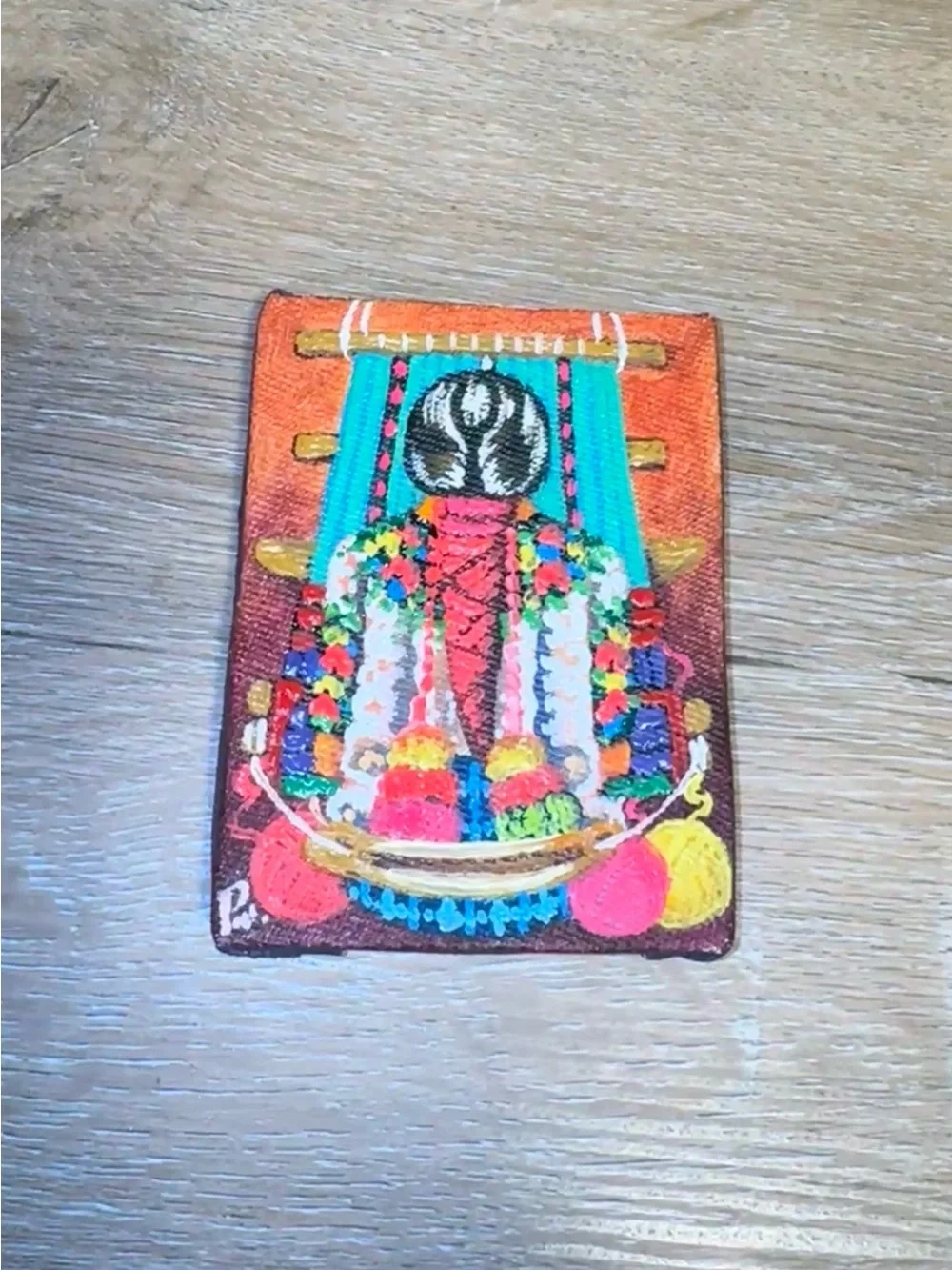 Original Guatemalan Mayan Folk Art Painting — Woman Weaving 🇬🇹🧵